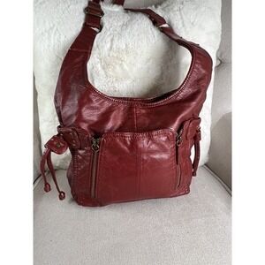 GAL Women’s Red Crossbody Faux Patent Leather Purse Cinch Side Ties